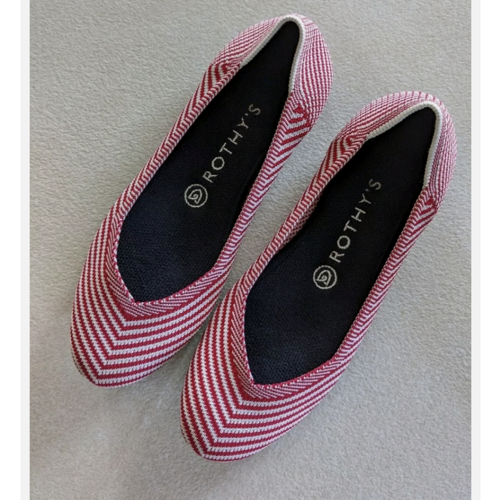 Rothy's Red Mini Stripe Flats
